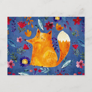 Carte Postale Le Smart Fox dans le jardin des fleurs