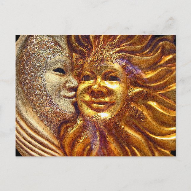 Carte Postale Le Soleil, La Lune, Le Baiser (Devant)