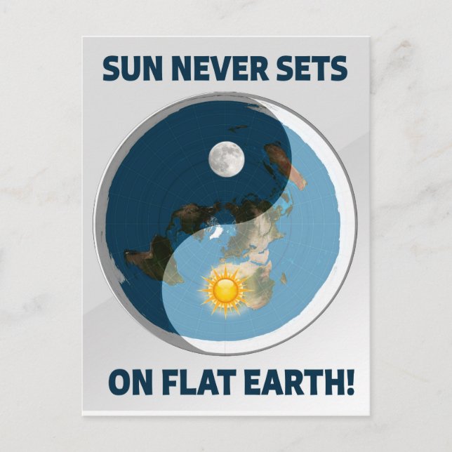 Carte Postale Le Soleil ne s'installe jamais sur la Terre Plate  (Devant)