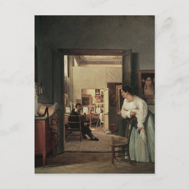 Carte Postale Le Studio des Ingres à Rome, 1818 (Devant)