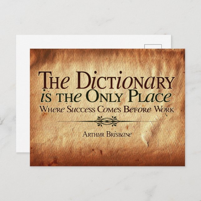 Carte Postale Le Succès Arrive Avant Le Travail (Devant / Derrière)