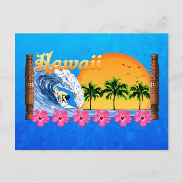 Carte Postale Le surf hawaïen (Devant)