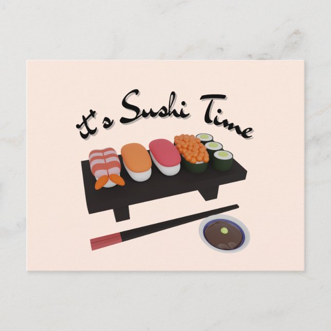 Carte Postale Le Sushi Est Ma Saint Valentin (Devant)