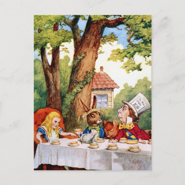 Carte Postale Le Tea Party de Mad Hatter au pays des merveilles (Devant)
