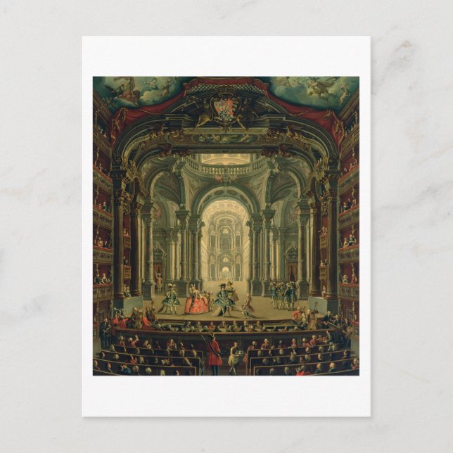 Carte Postale Le Teatro Reale à Turin (huile sur toile) (Devant)