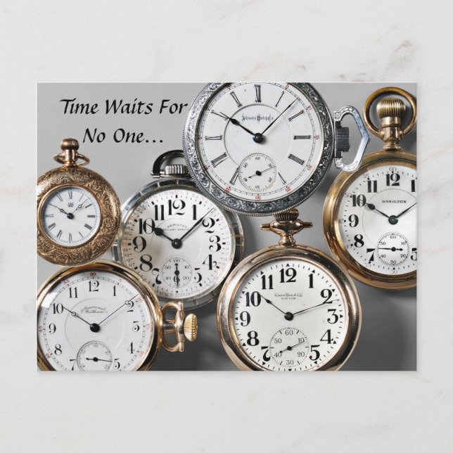 Carte Postale Le temps n'attend personne... Horloges (Devant)
