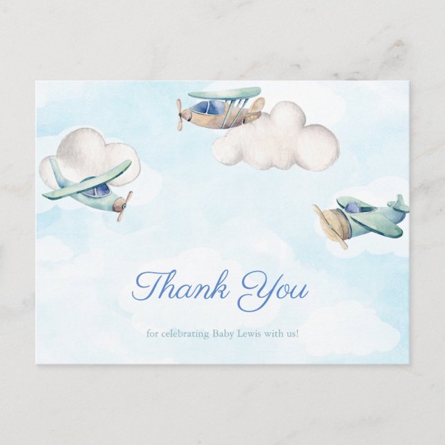 Carte Postale Le temps vole Aviation Toy Avions Merci (Devant)
