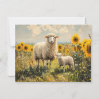 Le terrain de tournesol mouton et agneau
