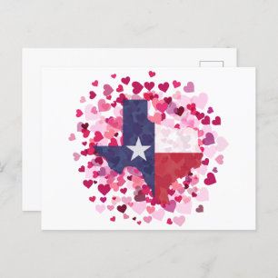 Carte Postale Le Texas dans un champ de coeur - Saint Valentin