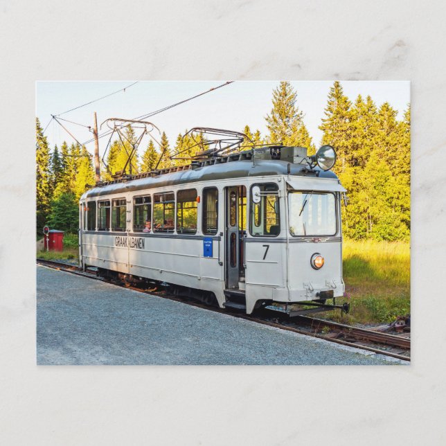 Carte Postale Le tramway de Trondheim. Voiture d'époque no 7 à L (Devant)