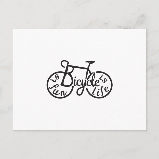 Carte Postale Le vélo est amusant, le vélo est la vie (Devant)