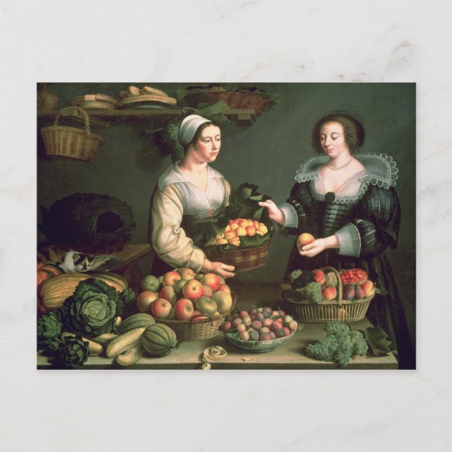 Carte Postale Le vendeur de fruits et légumes (Devant)