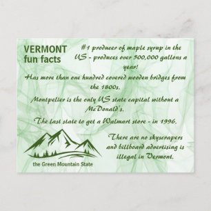 Carte Postale Le Vermont, les faits divertissants de Green Mount
