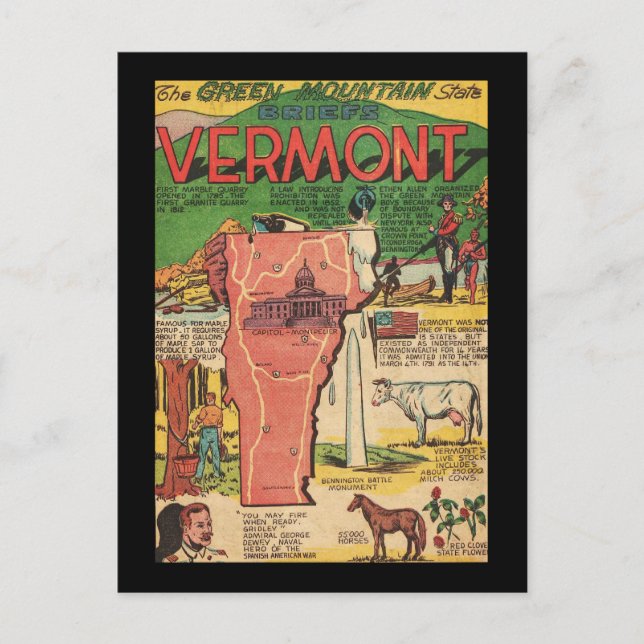 Carte Postale Le Vermont, l'État de Green Mountain (Devant)
