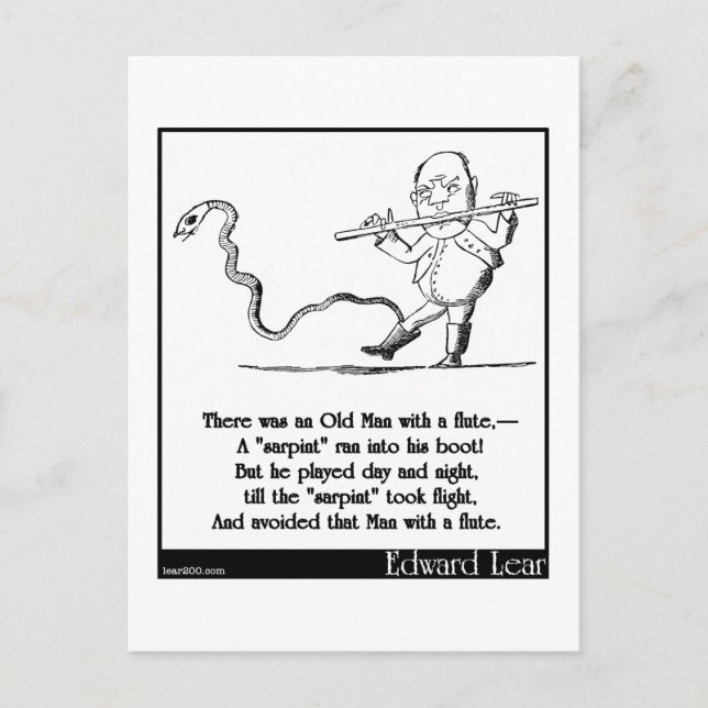 Carte Postale Le vieil homme d'Edward Lear avec une flûte Limeri (Devant)