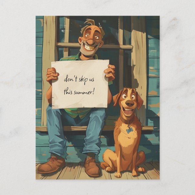 Carte Postale Le vieil homme et son chien (Devant)