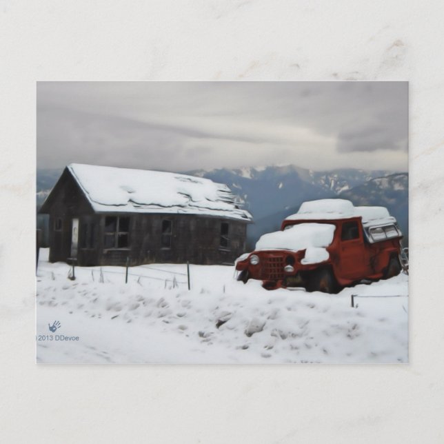 Carte Postale Le vieux camion rouge (Devant)