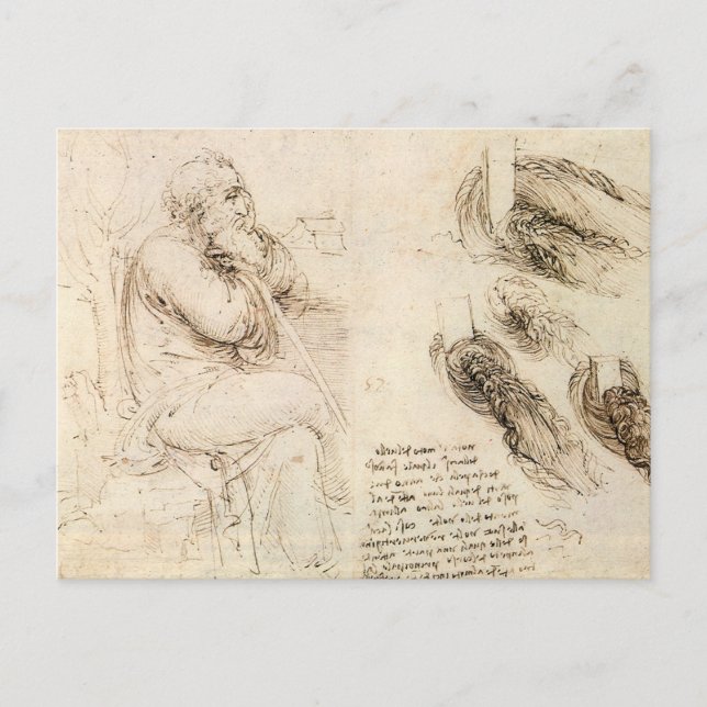 Carte Postale Le vieux et l'eau de Léonard de Vinci (Devant)