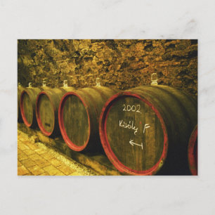 Carte Postale Le vignoble de Kiralyudvar : Barils au vin de Toka
