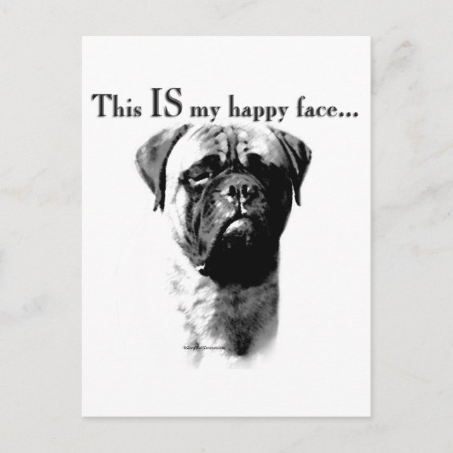 Carte Postale Le visage joyeux de Bullmastiff (Devant)