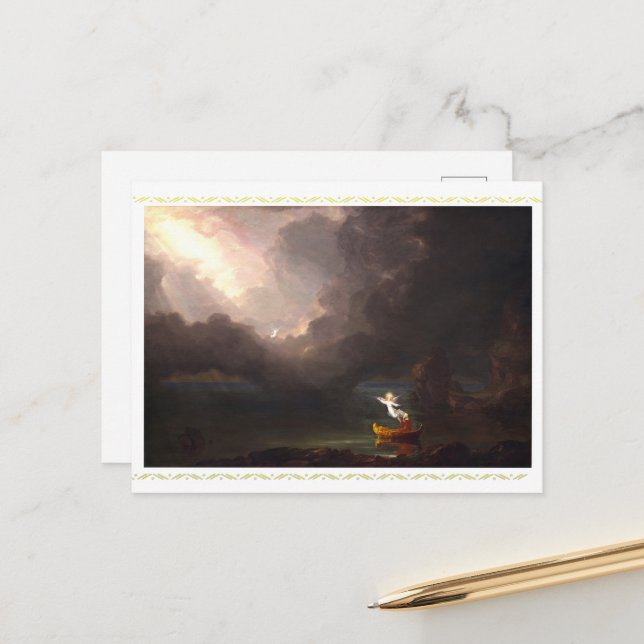 Carte Postale Le voyage de la vie par Thomas Cole (Devant/Arrière en situation)