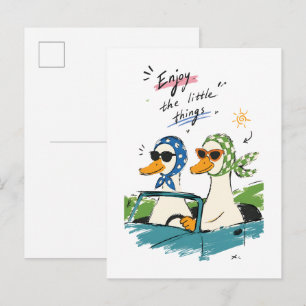 Carte Postale Le voyage des canards, profitez des petites choses