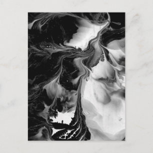 Carte Postale LE YIN & LE YANG (art abstrait noir & blanc) ~.