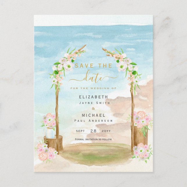 Carte Postale LeahG Beach Coastal Destination Enregistrer Date I (Devant)