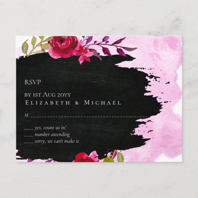 Carte Postale LeahG Budget Rose Rose Noir Mariage moderne (Devant)