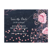 LeahG Denim Blue Rosegold rose Mariage floral