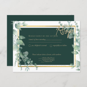 Carte Postale LeahG Eucalyptus Green Gold MARIAGE QR CODE