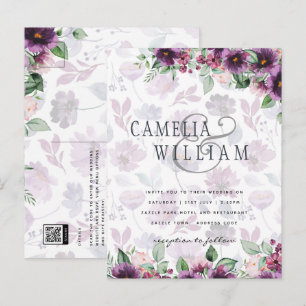 Carte Postale LeahG Plum Purple Berry Mariage Floral Automne Hiv