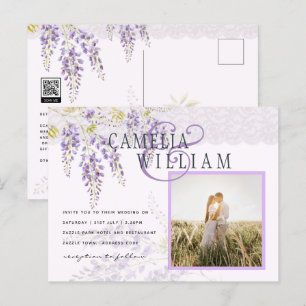 Carte Postale LeahG Purple Wisteria Mariage Floral moderne