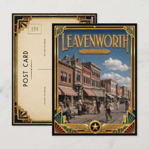 Carte Postale Leavenworth Kansas Art Déco vintage de l'âge d'or