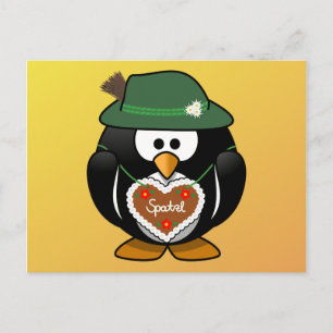 Carte Postale Lebkuchen Spatzl Penguin Oktoberfest
