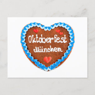 Carte Postale Lebkuchenherz Oktoberfest München mit Herzen