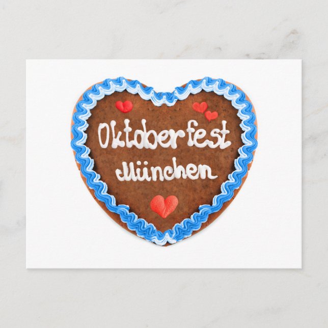 Carte Postale Lebkuchenherz Oktoberfest München mit Herzen (Devant)