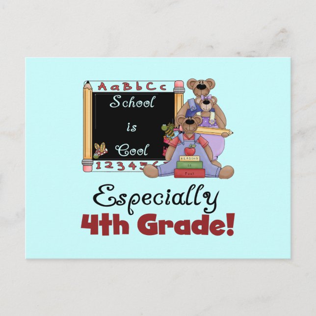 Carte Postale L'école est Cool 4e année T-shirts et cadeaux (Devant)