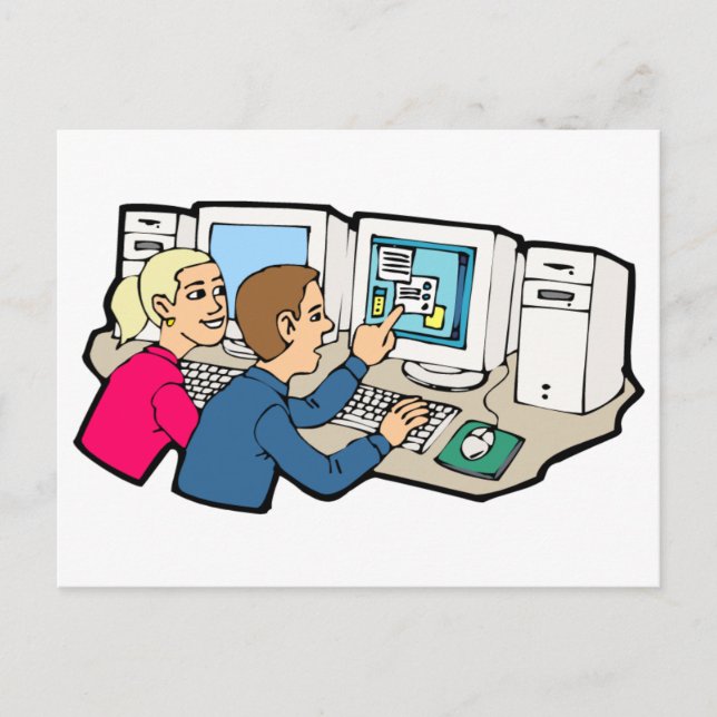 Carte Postale Leçons de classe d'ordinateur (Devant)