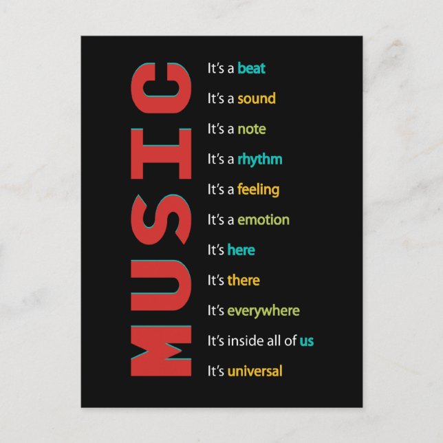 Carte Postale Leçons de musique Piano Guitare Instrument (Devant)