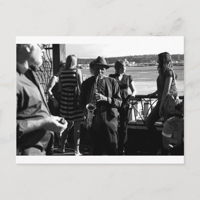 Carte Postale Lecteur saxophone (Devant)