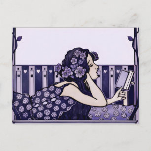 Carte Postale Lecteur vintage Art Nouveau