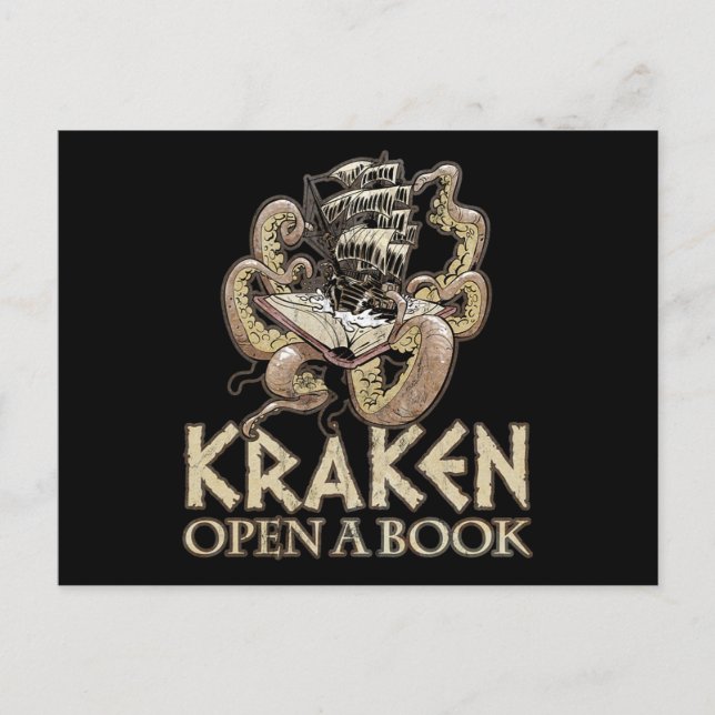 Carte Postale Lecture amusante Nouveau Cadeau Impression Kraken  (Devant)