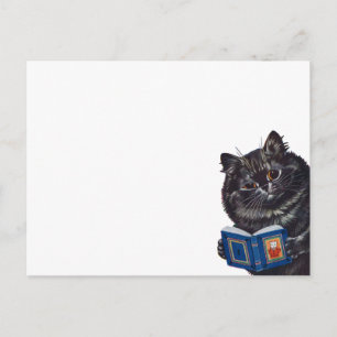 Carte Postale Lecture d'un livre par un chat, Louis Wain