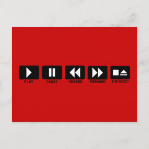 Carte Postale lecture pause rembobiner stop/éjecter