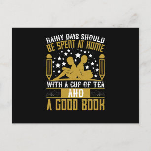Carte Postale Lecture - Rainy Days Avec Un Bon Livre