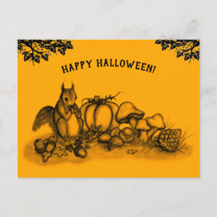 Carte Postale L'écureuil en automne, Bonne Halloween !