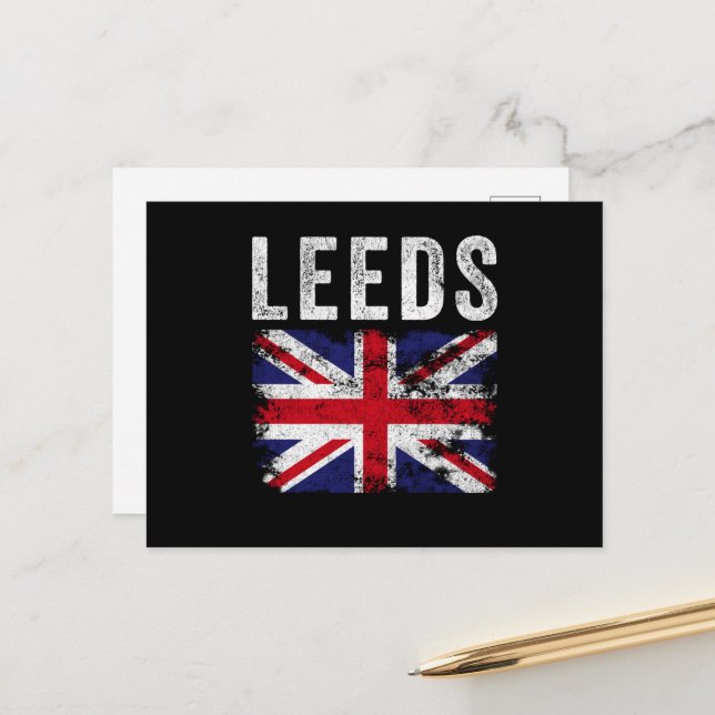 Carte Postale Leeds UK Drapeau Angleterre Souvenir (Devant/Arrière en situation)