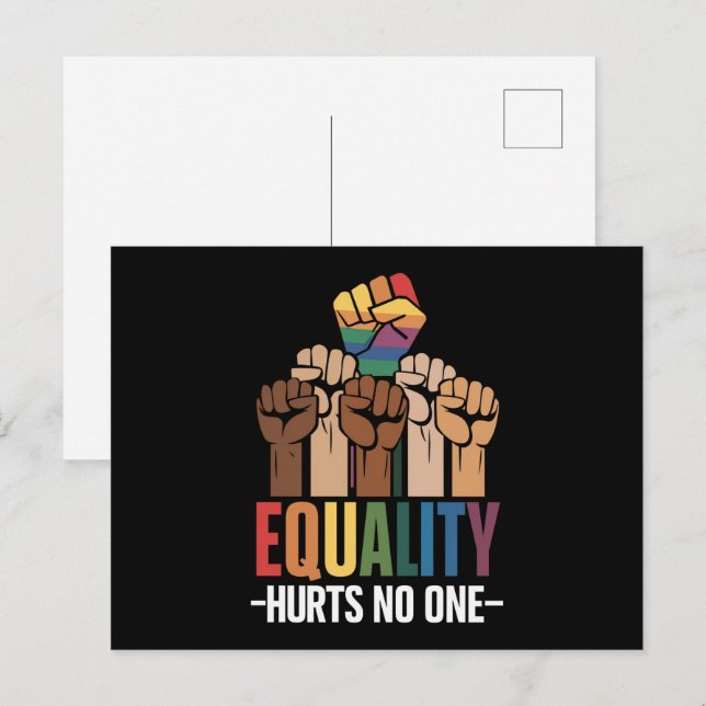 Carte Postale L'égalité ne fait pas mal à personne LGBTQ Pride D (Devant / Derrière)