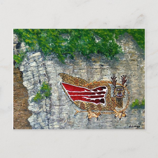 Carte Postale Légende amérindienne de l'oiseau Piasa dans l'Illi (Devant)